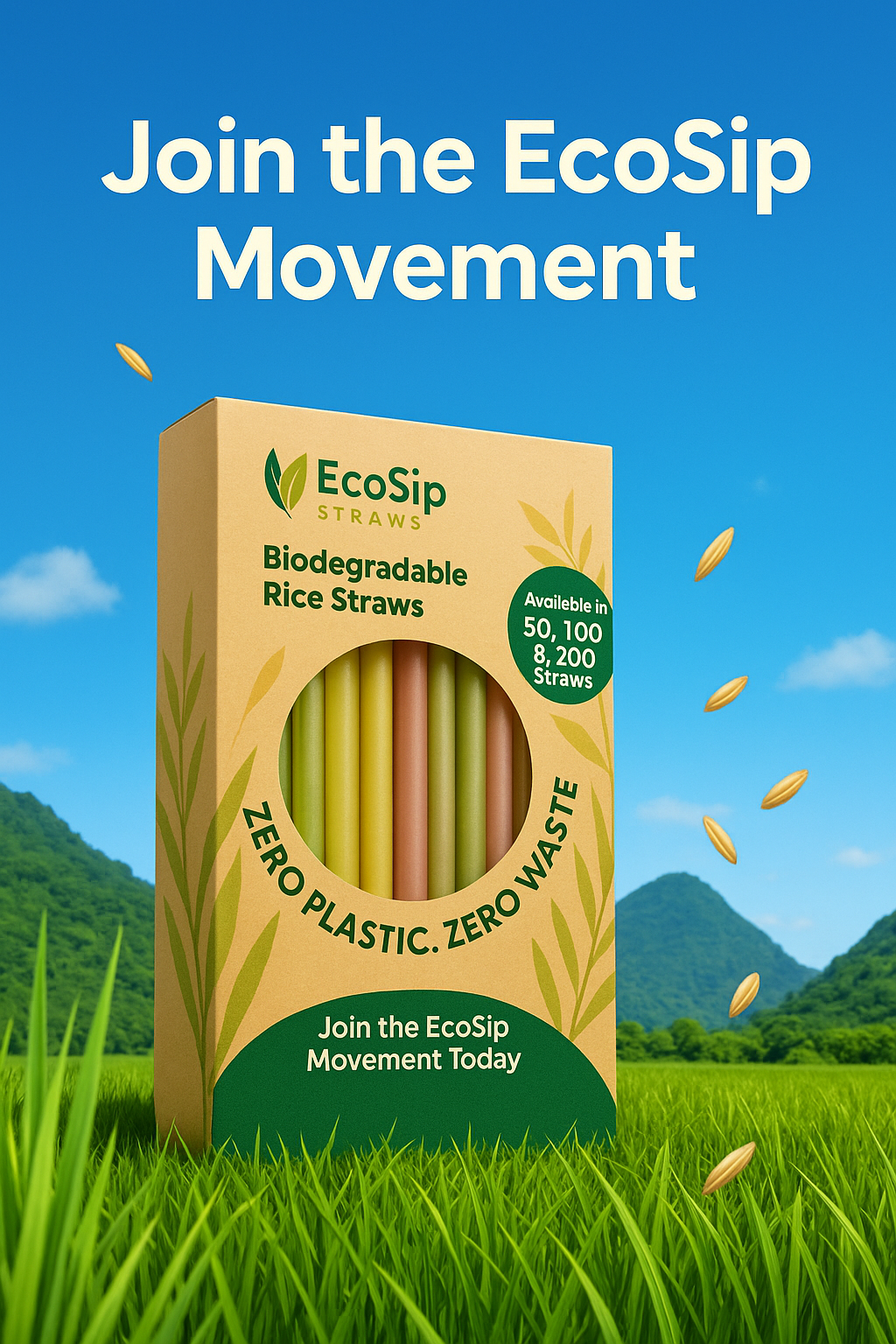 WHOLESALE The Straw That Grows Back – EcoSip Rice Straws (12mm)